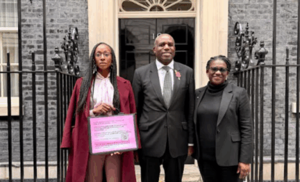 BEO Hand In Letter with Shades of Survival to 10 Downing Street